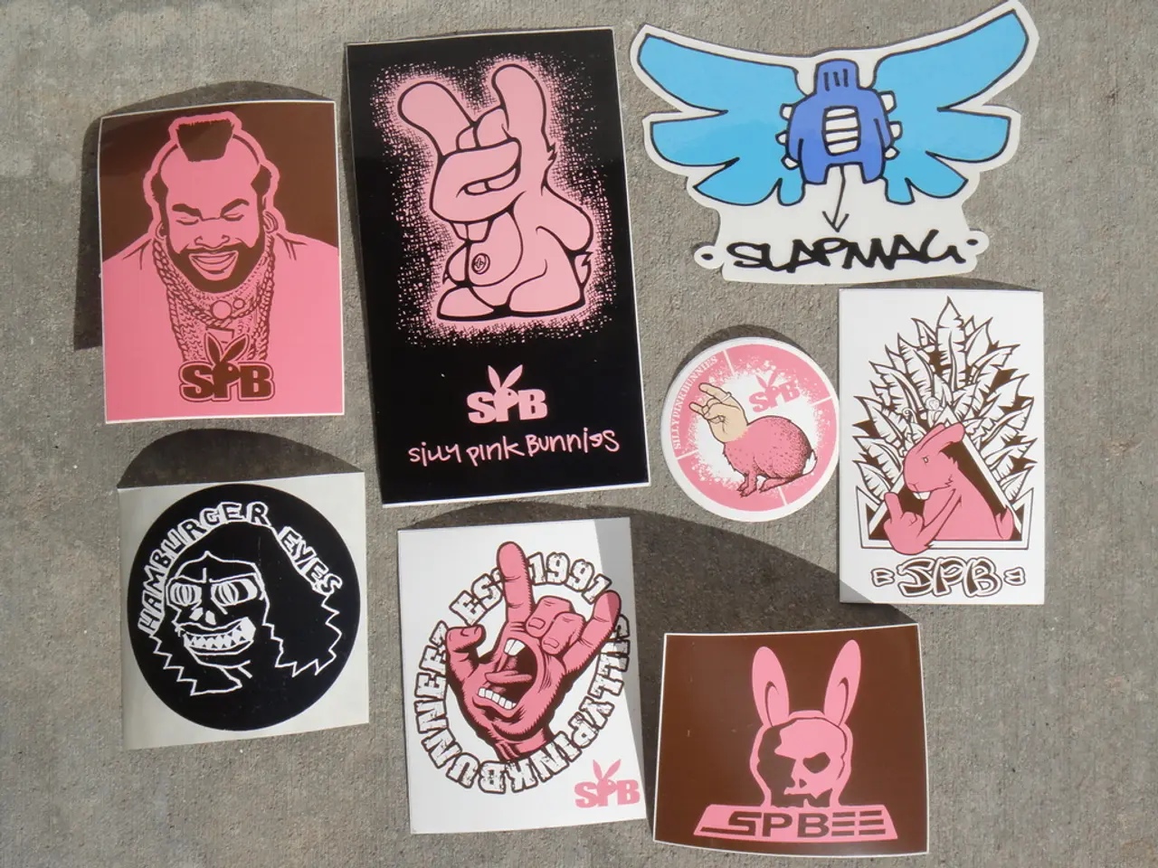 In the picture we can see some stickers on the surface.