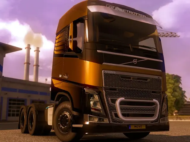 In this picture I can see there is a truck and it has a cabin, there are doors, a windshield,...